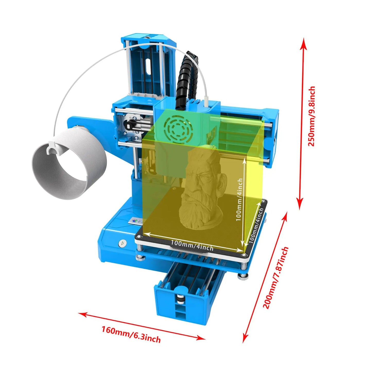 Small 3D Printer K9 Supper Mini Desktop 10*10*10cm No Heated Bed One-Key Printing with TF 3D Printer Machine Gift EasyThreed