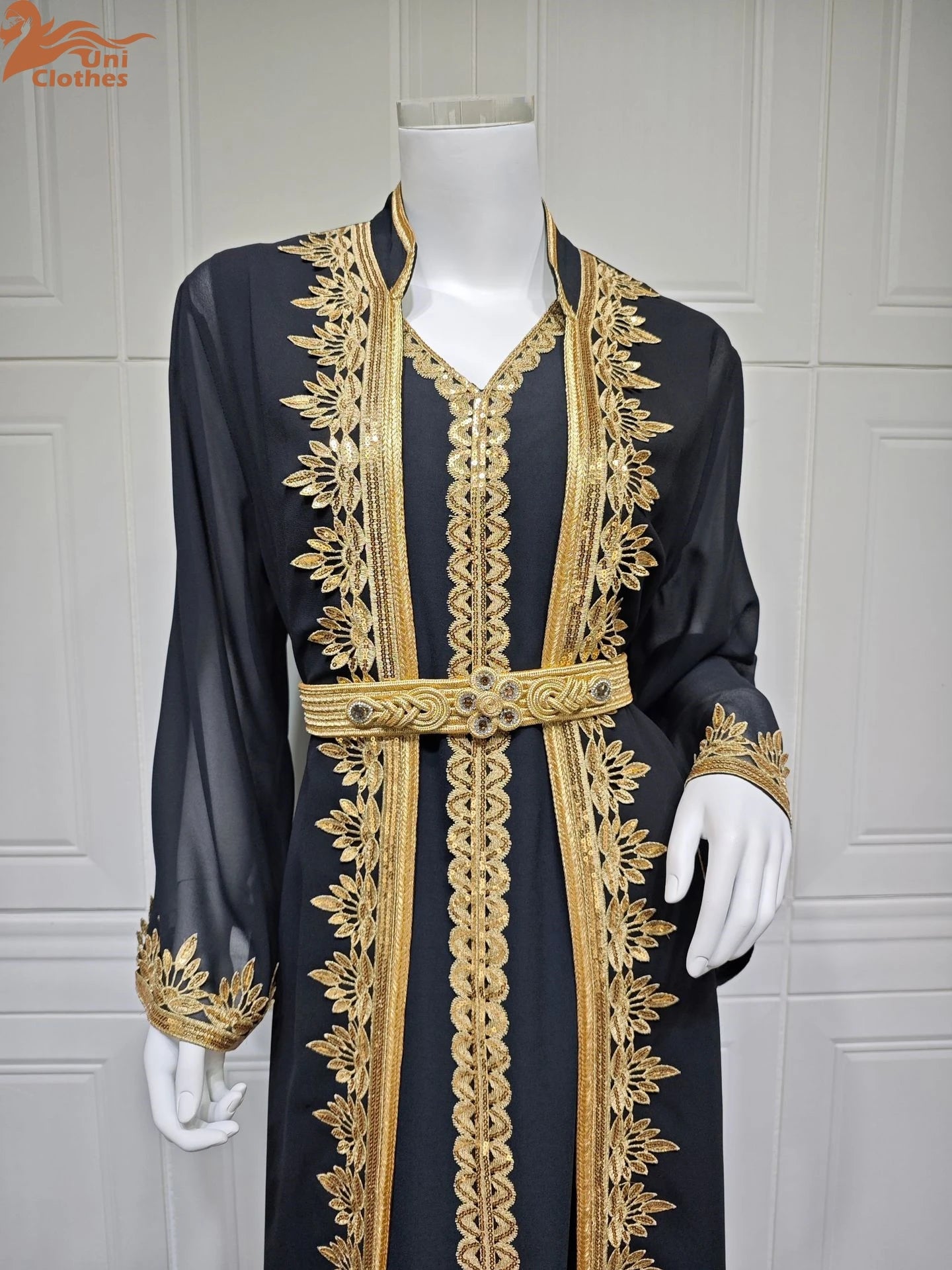 Muslim Sets Women Embroidery Evening Dress Dubai Abaya Turkey Kaftan Eid Djellaba Ramadan Morocco Caftan Jalabiya Vestido AB422