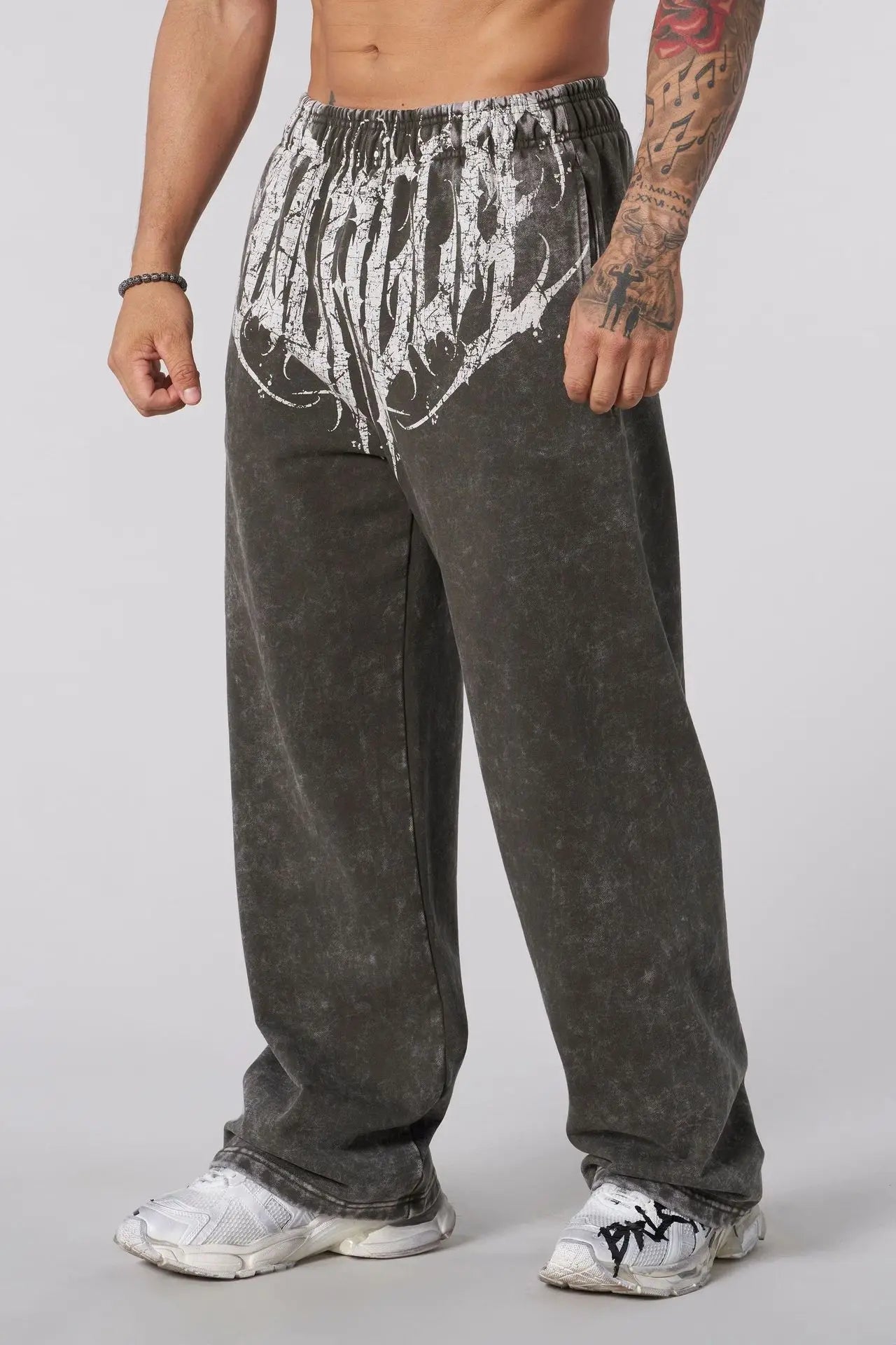 American Style Men's Sports Pants Joggers Muscle Fitness Casual Long Pants Loose Straight Pants Street Fashion Trendy Men's Pant