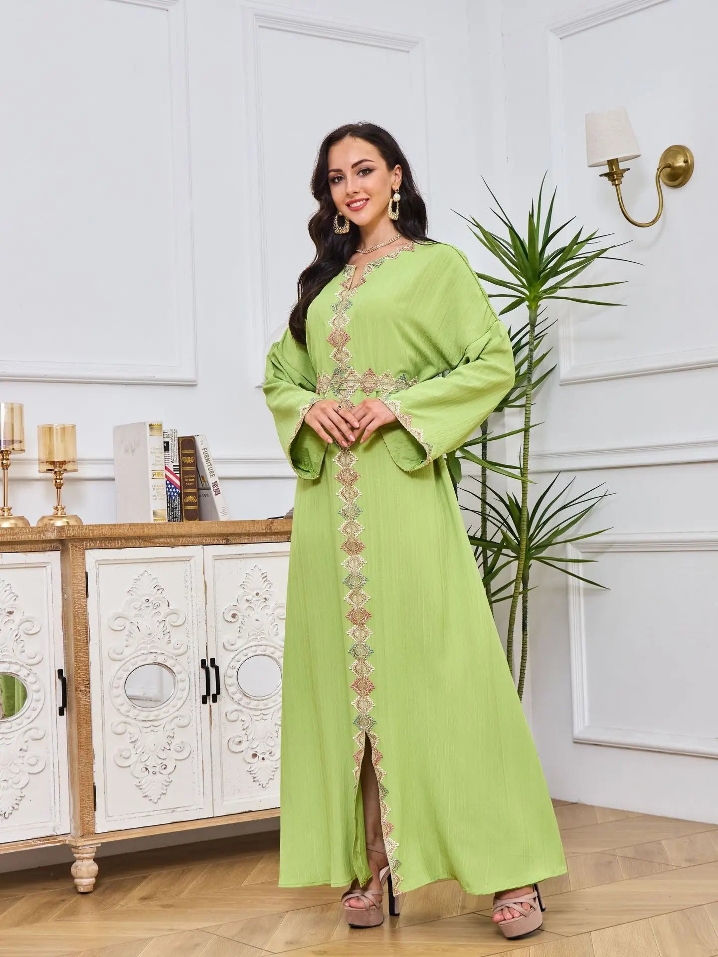 Middle East Evening Dress Set for Women, Muslim Fashion, Islamic Women's Gown, Ramadan, Dubai, Saudi Arabian, New, 2 Pcs