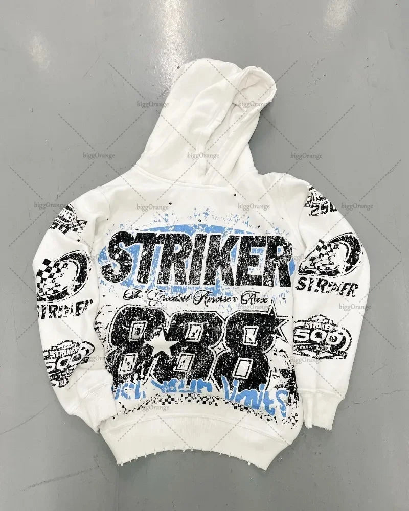 2024 American style hoodie letter print pullover sweatshirt hoodie Harajuku retro super sweatshirt high street fashion ins top