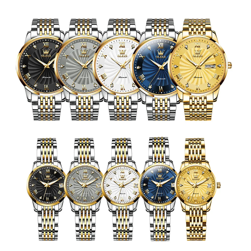 OLEVS Top Brand Luxury Watch for Men Automatic Movement Mechanical Male Wristwatch Waterproof Stainless Steel Men's Watches