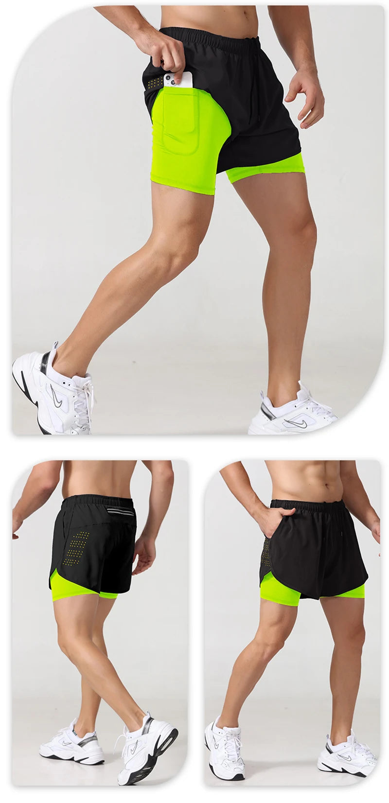 2023 Sport Shorts Men Sportswear Double-deck Training Short Pant Summer 2 In 1 Beach Homme Clothing Jogging Gym Running Shorts