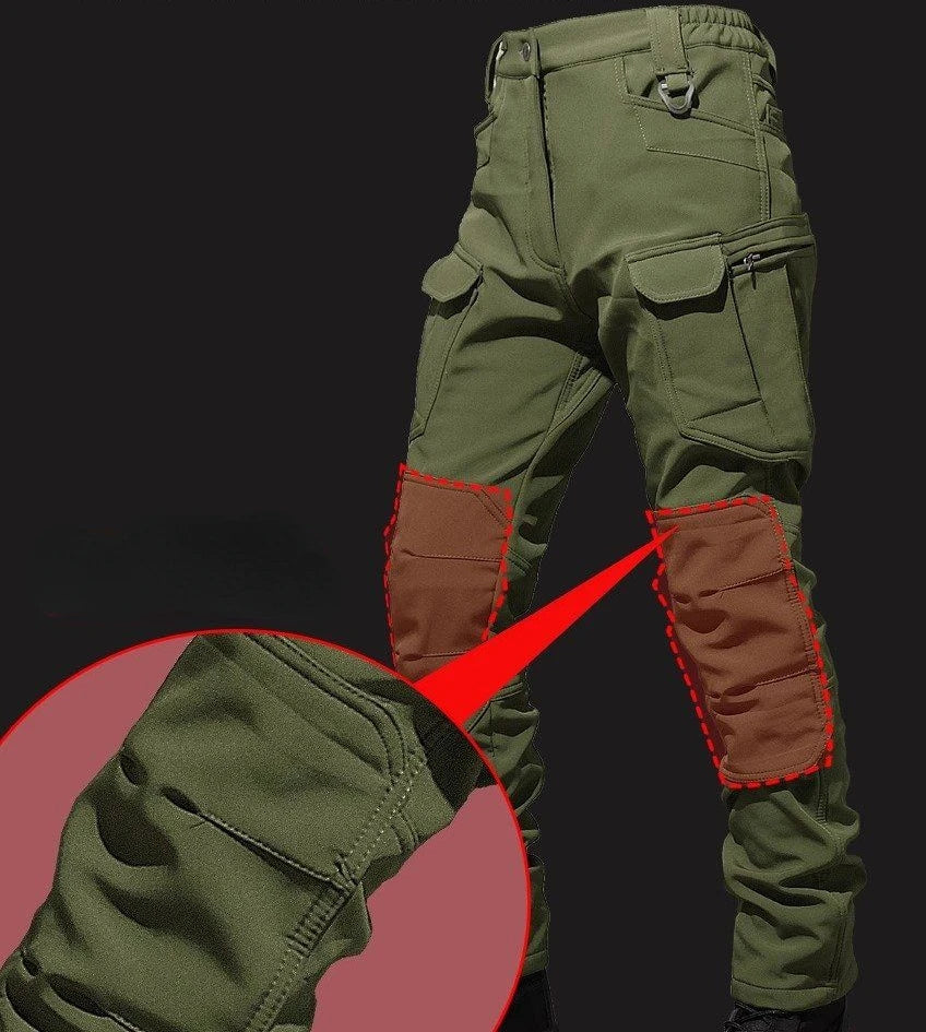 Mens Camo Tactics Set Army Sharkskin Waterproof Hooded Jacket Winter Fleece Work Cargo Suit Multi-pocket Softshell Casual Pants