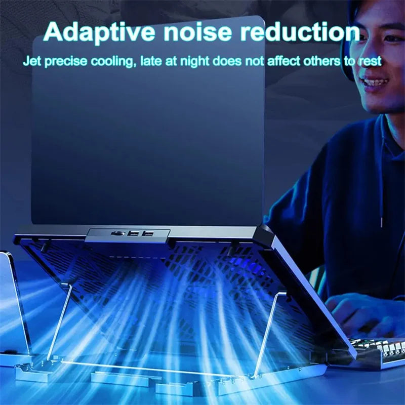 8 Powerful Fans Gaming Laptop Cooler 2 Usb Ports with Rgb Light Hd Display Laptop Cooling Pad Adjustable Notebook Cooler Stand