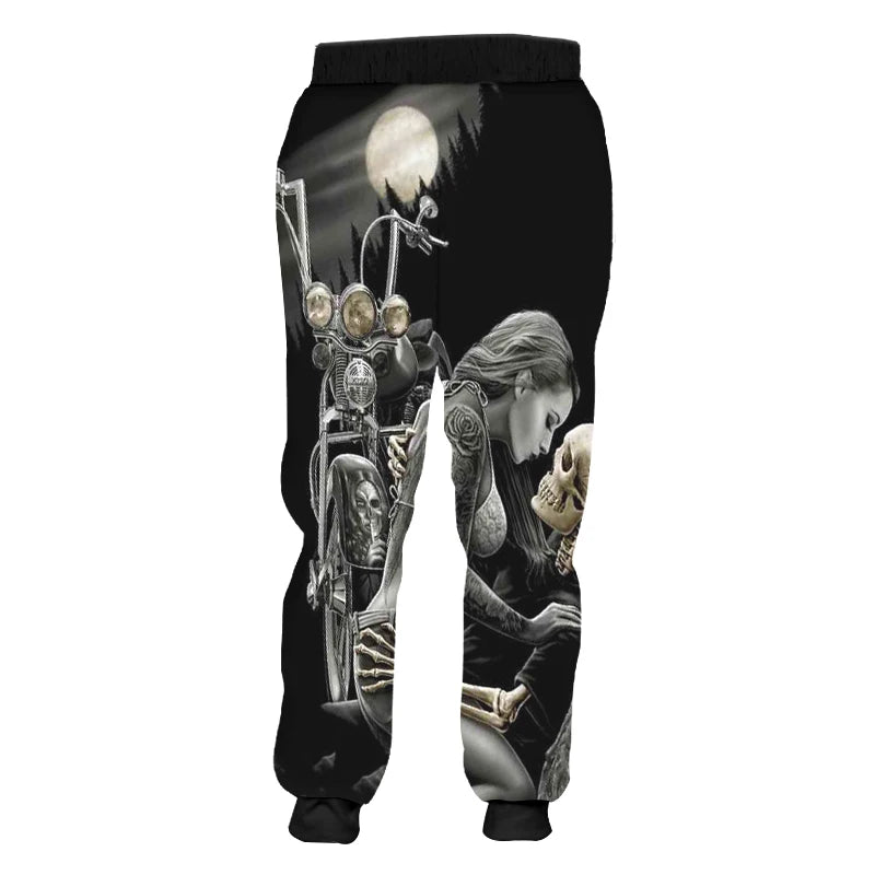 3d Print Skull Smoking Casual Y2k Pants Man Sweatpants New Cool Sweat Joggers Harem Male Full Length Hombre Hooded Golf Shirt