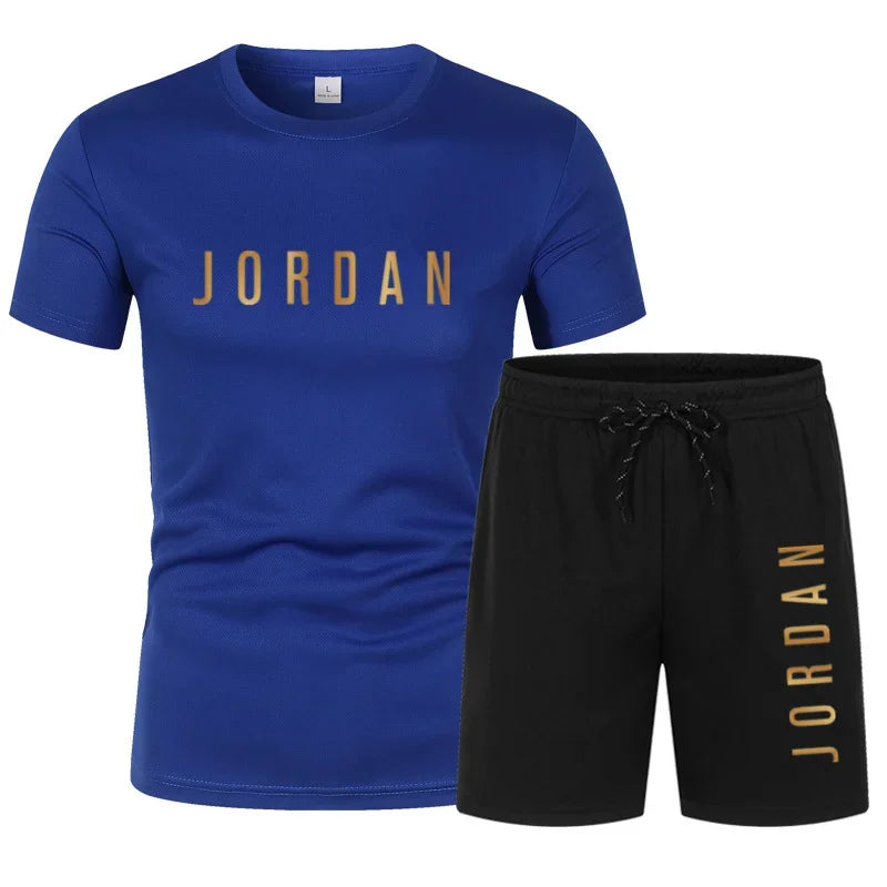 2025 Summer Fashion Trendy Casual Sports Two Piece Set Youth Men's Short sleeved T-shirt+Shorts Set