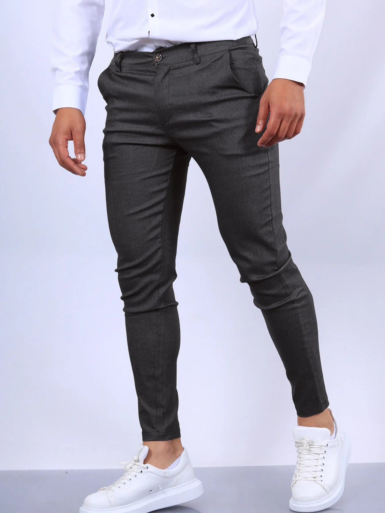 Solid Color Fashion Men's Pants Europe and the United States England Wind Calf Pants Four Seasons Comfortable Casual Formal Pant