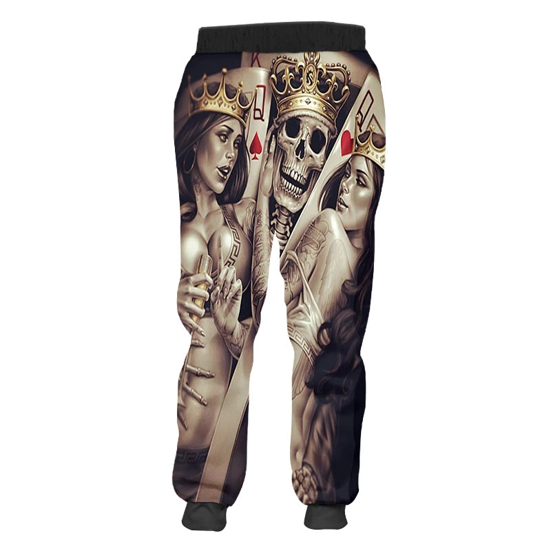 3d Print Skull Smoking Casual Y2k Pants Man Sweatpants New Cool Sweat Joggers Harem Male Full Length Hombre Hooded Golf Shirt