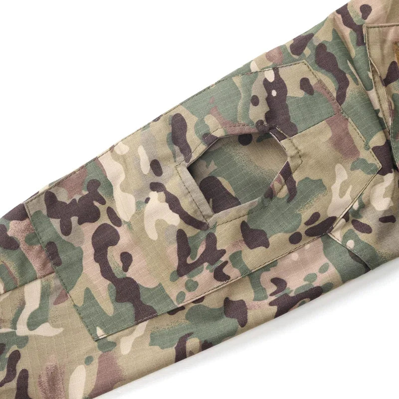 Outdoor Long Sleeve Tactical Shirts CP Combat Shirt 1/4 Zipper Ripstop Cotton Wear-resisting Camo Airsoft T Shirts Men Clothing