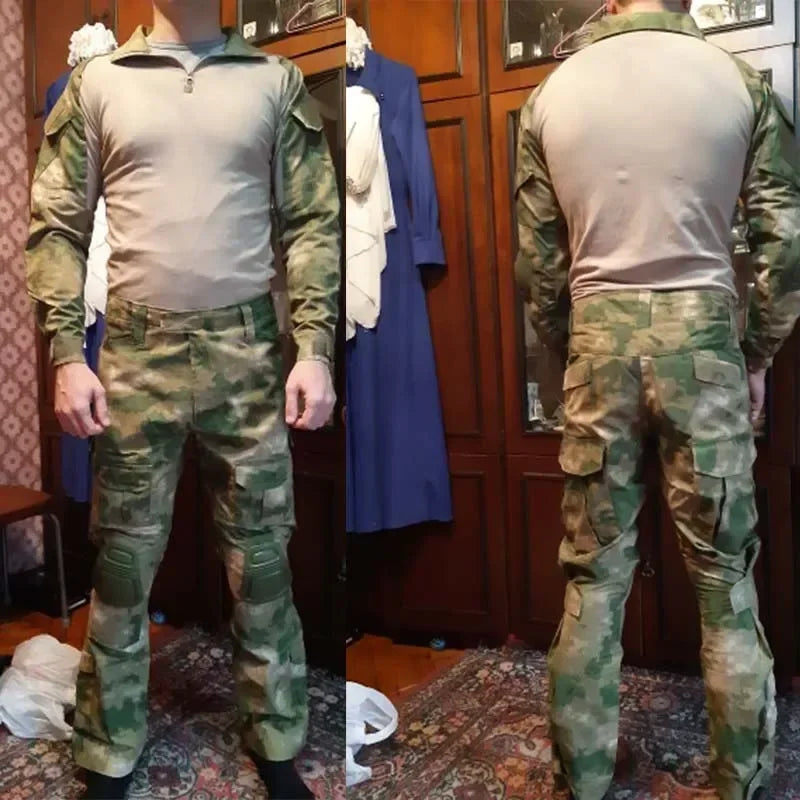 Outdoor Long Sleeve Tactical Shirts CP Combat Shirt 1/4 Zipper Ripstop Cotton Wear-resisting Camo Airsoft T Shirts Men Clothing