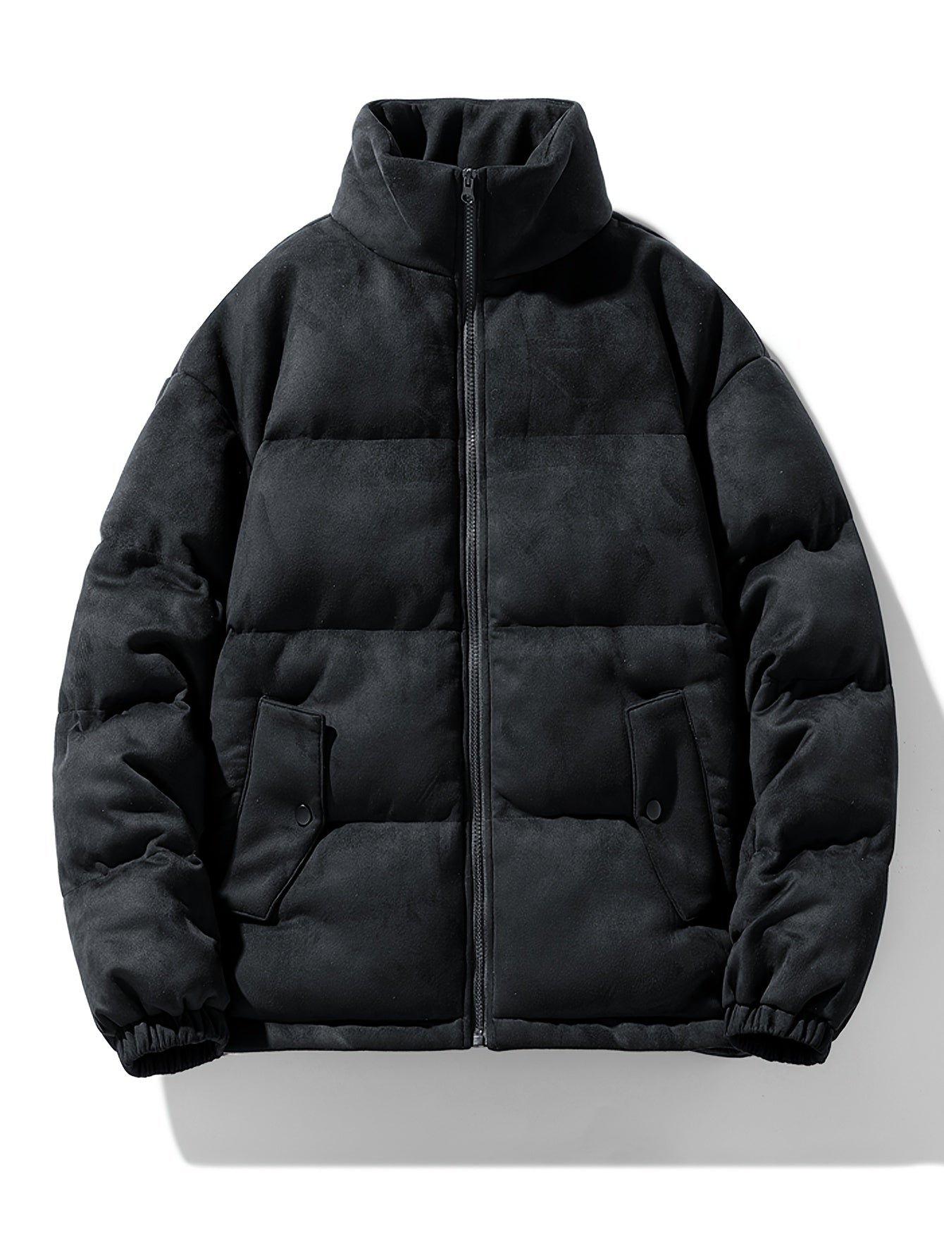 Men's Fashion Letter Print Casual Thick Warm Winter Coat With Stand Collar, Stylish And Cozy Coat