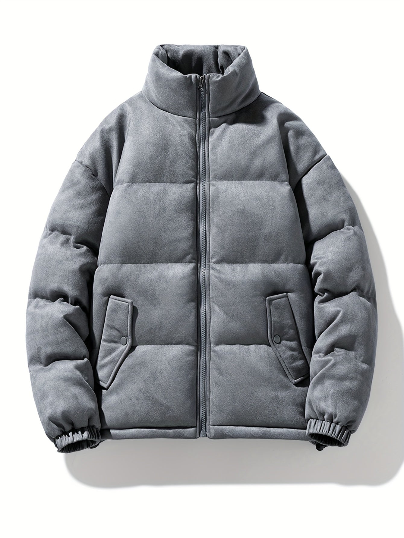 Men's Fashion Letter Print Casual Thick Warm Winter Coat With Stand Collar, Stylish And Cozy Coat