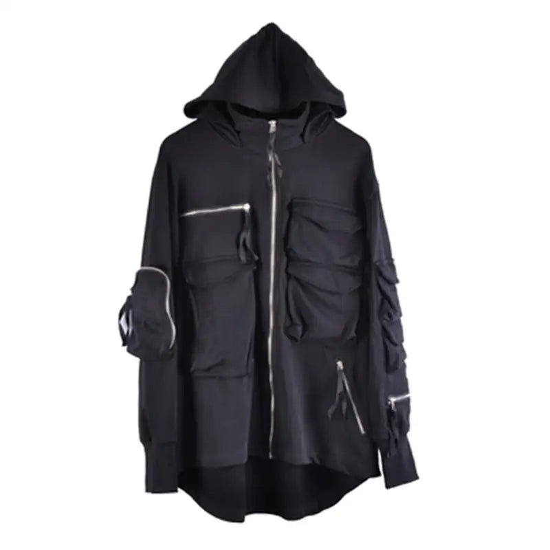 Guochao Dark Ninja clothes multi-pocket functional Hoodie Hoodie men's loose zipper jacket tactical hoodie