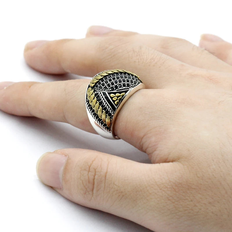 925 Sterling Silver Ring for Men Zircon Stone Jewelry Fashion Vintage Gift  Mens Rings Anniversary Lover Gift