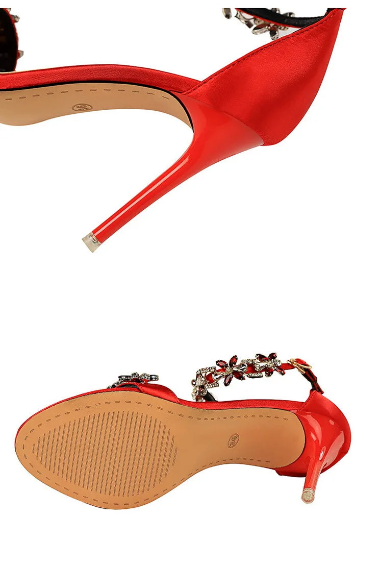 BIGTREE Shoes Open Toe Rhinestones Sandals Women 2023 New Designer Sexy High Heels Sandals Female Shoes Summer Heeled Sandals