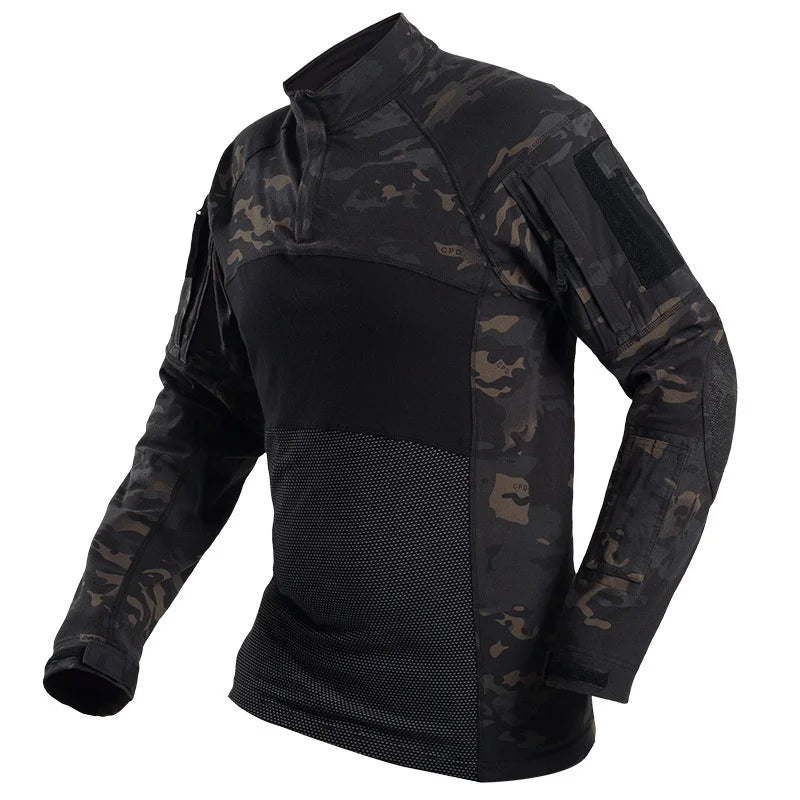 Tactical Shirts Combat Shirt Men Clothing Elasticity Man Shirt wear-resisting Camo T Shirt Long Shirt Hunting Clothes