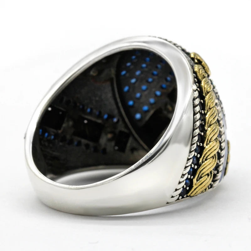 925 Sterling Silver Ring for Men Zircon Stone Jewelry Fashion Vintage Gift  Mens Rings Anniversary Lover Gift