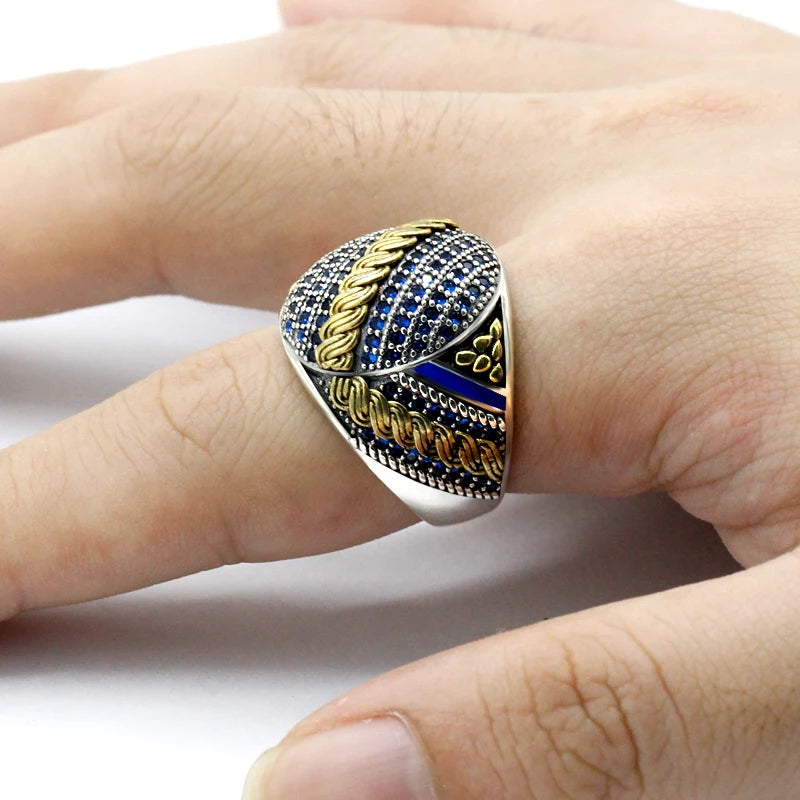 925 Sterling Silver Ring for Men Zircon Stone Jewelry Fashion Vintage Gift  Mens Rings Anniversary Lover Gift