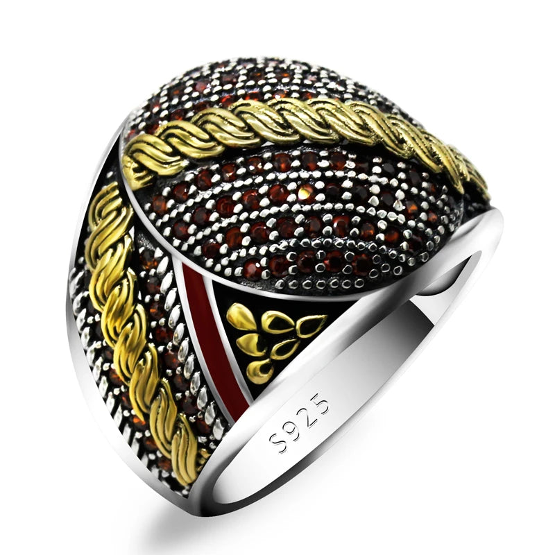 925 Sterling Silver Ring for Men Zircon Stone Jewelry Fashion Vintage Gift  Mens Rings Anniversary Lover Gift