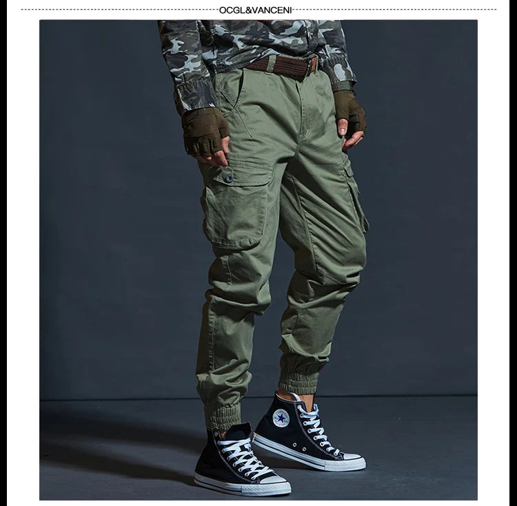 High Quality Khaki Casual Pants Men Tactical Joggers Camouflage Cargo Pants Multi-Pocket Fashions Black Army Trousers Work Wear