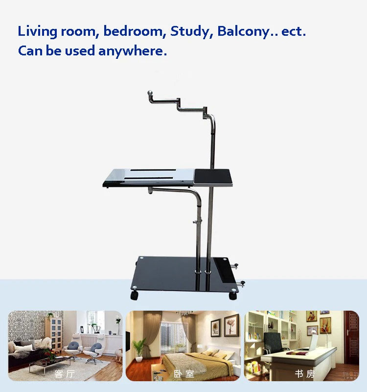 Bedside Moving Laptop Stand Adjustable Sofa Computer Monitor Holder Mount +Keyboard Holder Rotating Laptop Table Lapdesks ok610