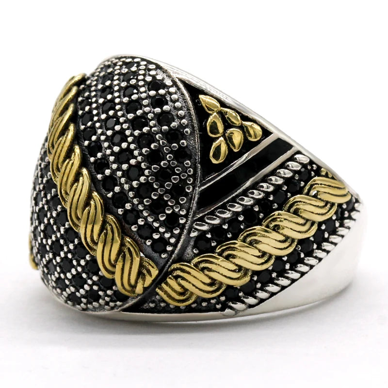 925 Sterling Silver Ring for Men Zircon Stone Jewelry Fashion Vintage Gift  Mens Rings Anniversary Lover Gift