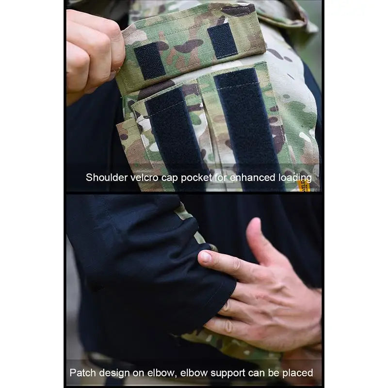 outdoor Shirts Camo Combat T-Shirt Hooded Men Tactical Shirt Airsoft Paintball Cotton Hunting Clothing wear-resisting