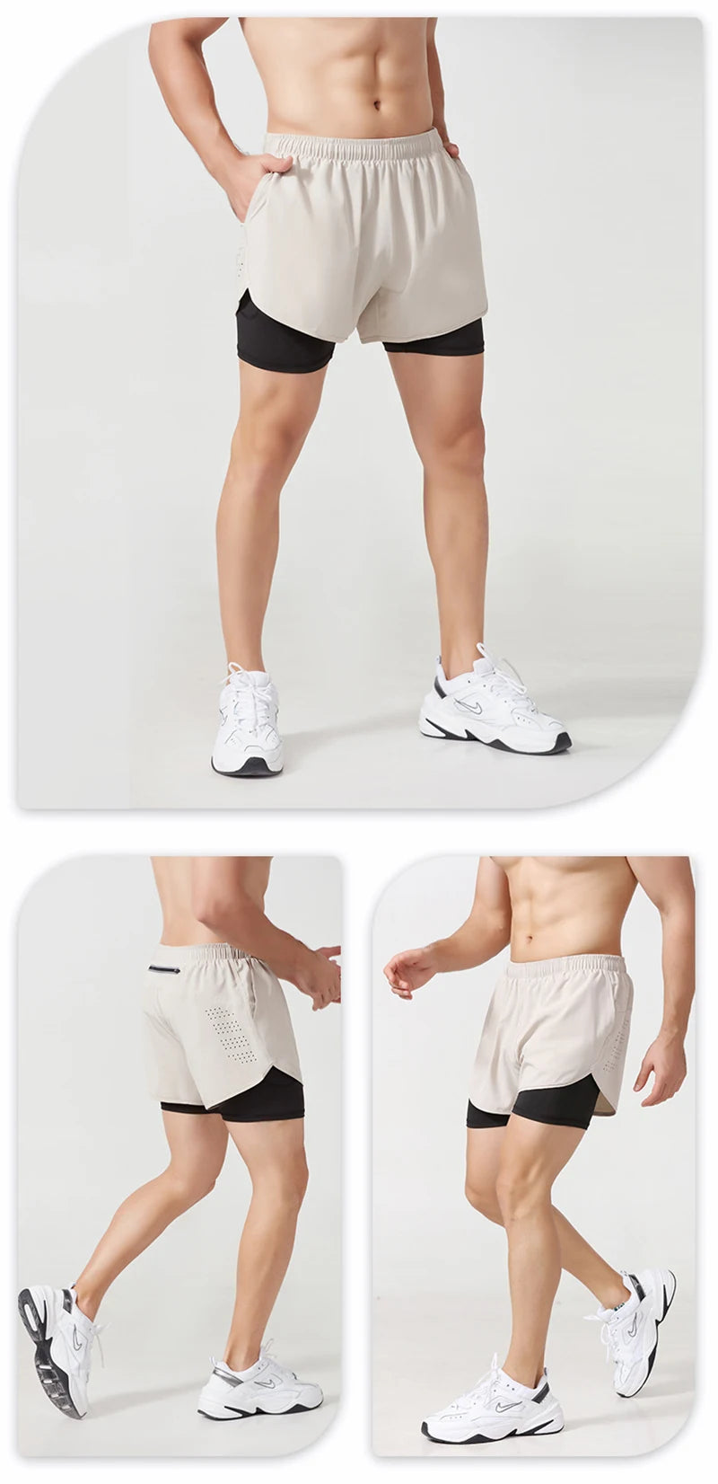 2023 Sport Shorts Men Sportswear Double-deck Training Short Pant Summer 2 In 1 Beach Homme Clothing Jogging Gym Running Shorts