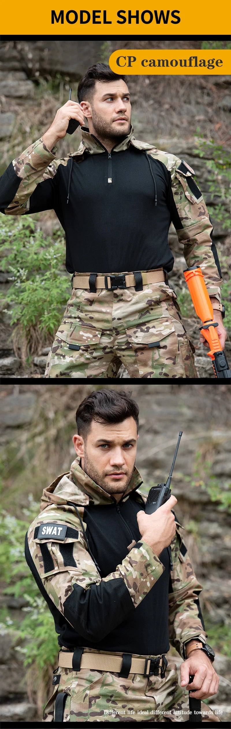 Outdoor Uniform Tactical Suits Wear Resistant T-Shirt Hood Pants Men Clothes Combat Shirts Airsoft Paintball Hunting Clothing