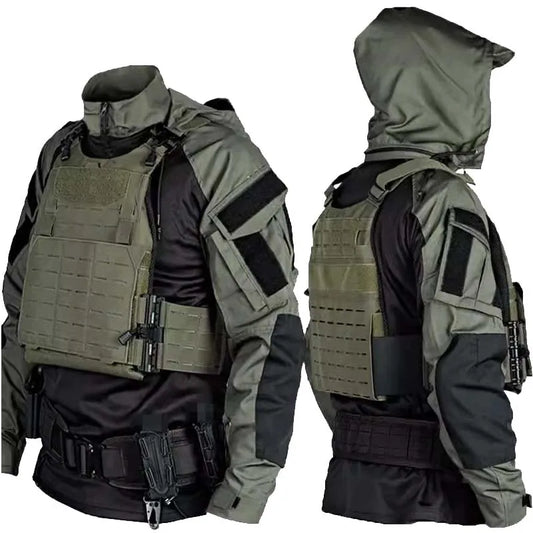 Tactical Shirts Men Long Sleeve Breathable T-shirt Camo Hooded Quick-dry Paintball T-Shirt Tops Wear-resisting