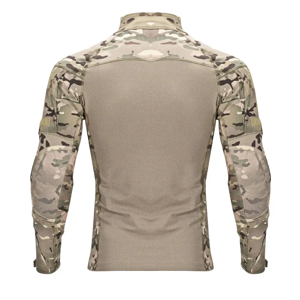 Mens Work Shirt 1/4 Zip Hunting Shirts Combat Shirts Outdoor Fishing Hiking Shirts Casual Pullover Tops Wear-Resistance