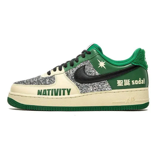 [Custom Men's off-white and green Christmas]Nike Air Force 1 Low Low-Top Skateboard Shoes Men's Beige Green