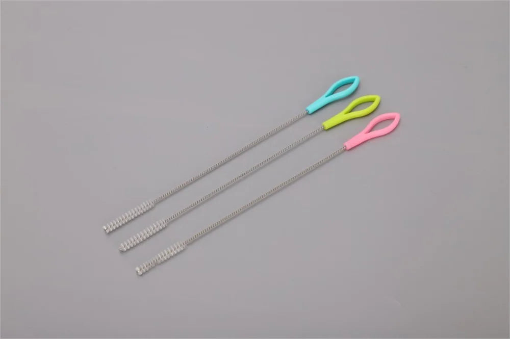 5PCS Nylon Bottle Cleaning Brush Baby Stainless Steel Long Handle Cleaning Brushes Soft Hair Straws Spiral Kitchen Cleaning Tool