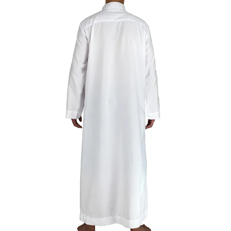 New 2024 Muslim Middle East Men Long Sleeve Arab Crew Neck Islamic Solid Color Kaftan Maxi Dubai Long Jubba Thobe Abaya Clothes