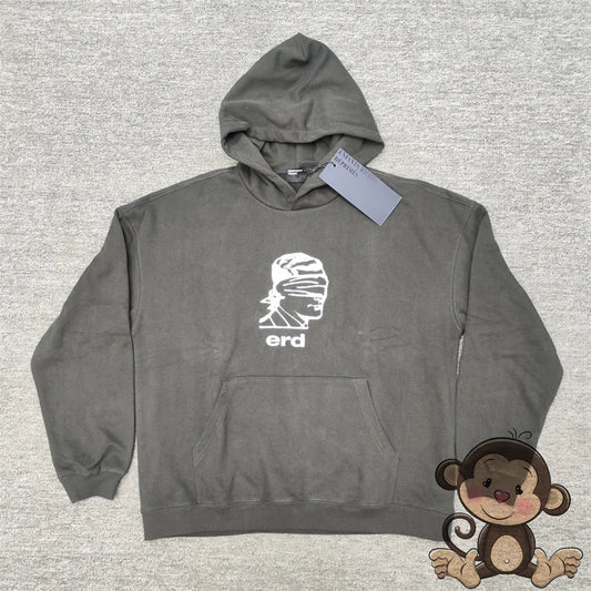 Retro washed black ERD hoodie loose casual men's and women's sportswear