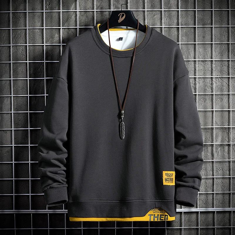 2023 Spring Autumn Men Hoodies Fashion Men Long Sleeve Sweatshirt Patchwork Hoodie Letter Print Quality Jogger Pullovers Male