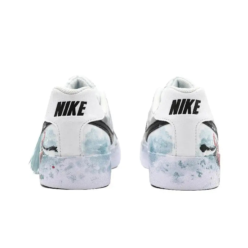 【Customize】Nike Court Royale Skateboarding Shoes Unisex Low-top White/blue Sneakers shoes BQ4222-103