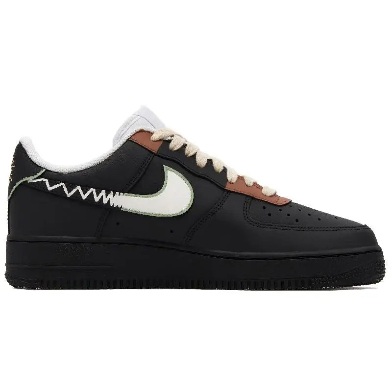[Custom Men's Inca Tribe S-BOX]Nike Air Force 1 Low-Top Skateboard Shoes Men's Black White