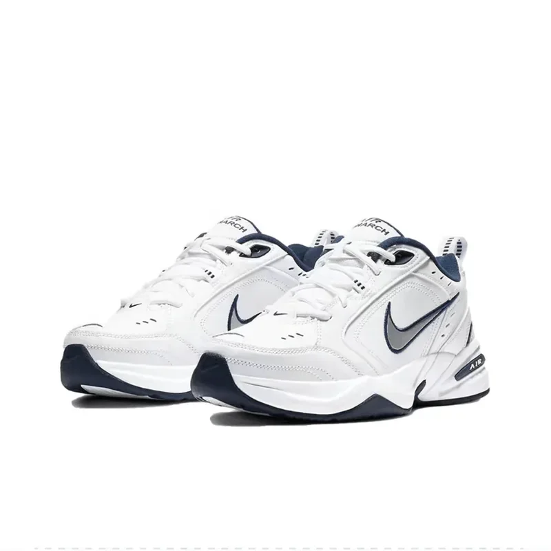 Nike Air Monarch IV White Navy Retro Versatile Casual Men Women Daddy Shoes Running Shoes Anti-Slip Hard-Wearing 415445-102