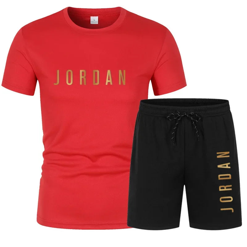 2025 Summer Fashion Trendy Casual Sports Two Piece Set Youth Men's Short sleeved T-shirt+Shorts Set
