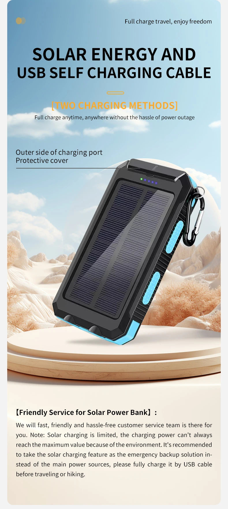 Waterproof Outdoor Solar Power Bank 20000mAh Dual USB Travel Outdoor Solar Mobile Phone Charger Solar Powerbanks For Camping