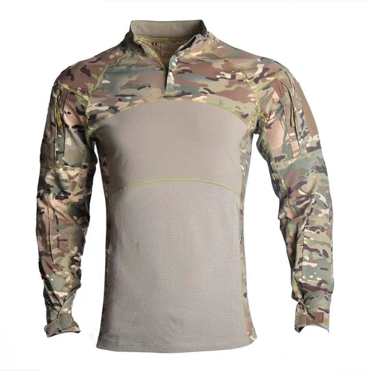 Mens Work Shirt 1/4 Zip Hunting Shirts Combat Shirts Outdoor Fishing Hiking Shirts Casual Pullover Tops Wear-Resistance