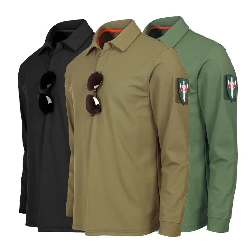 Casual Men Polo Shirts Tactical Military Men's Long Sleeve Shirt Solid Army Hunting Climbing Tee Shirt Quick Dry Breathable Tops