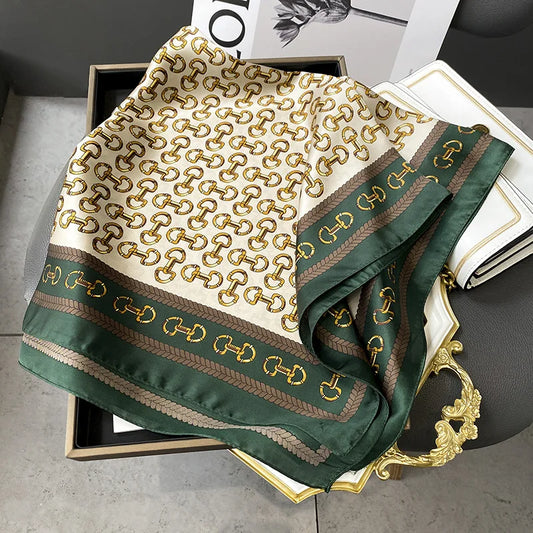 2024 New Silk Shawl Square Scarf for Women Neckerchief Female Headband Hair Wrap Print Ladies Foulard Fashion Hijab Bandana