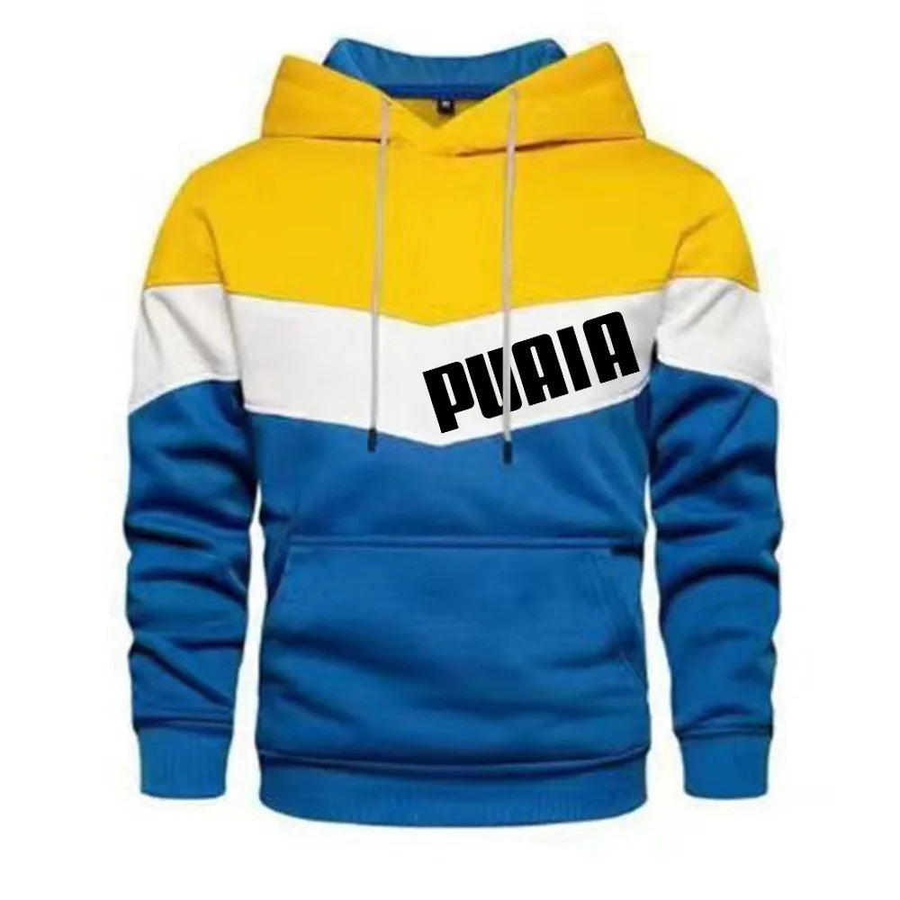 New Mens Splicing Hoodies Autumn Long Sleeve Print Sweatshirts Casual Male Hip Hop Sport Tops Daily Outwear