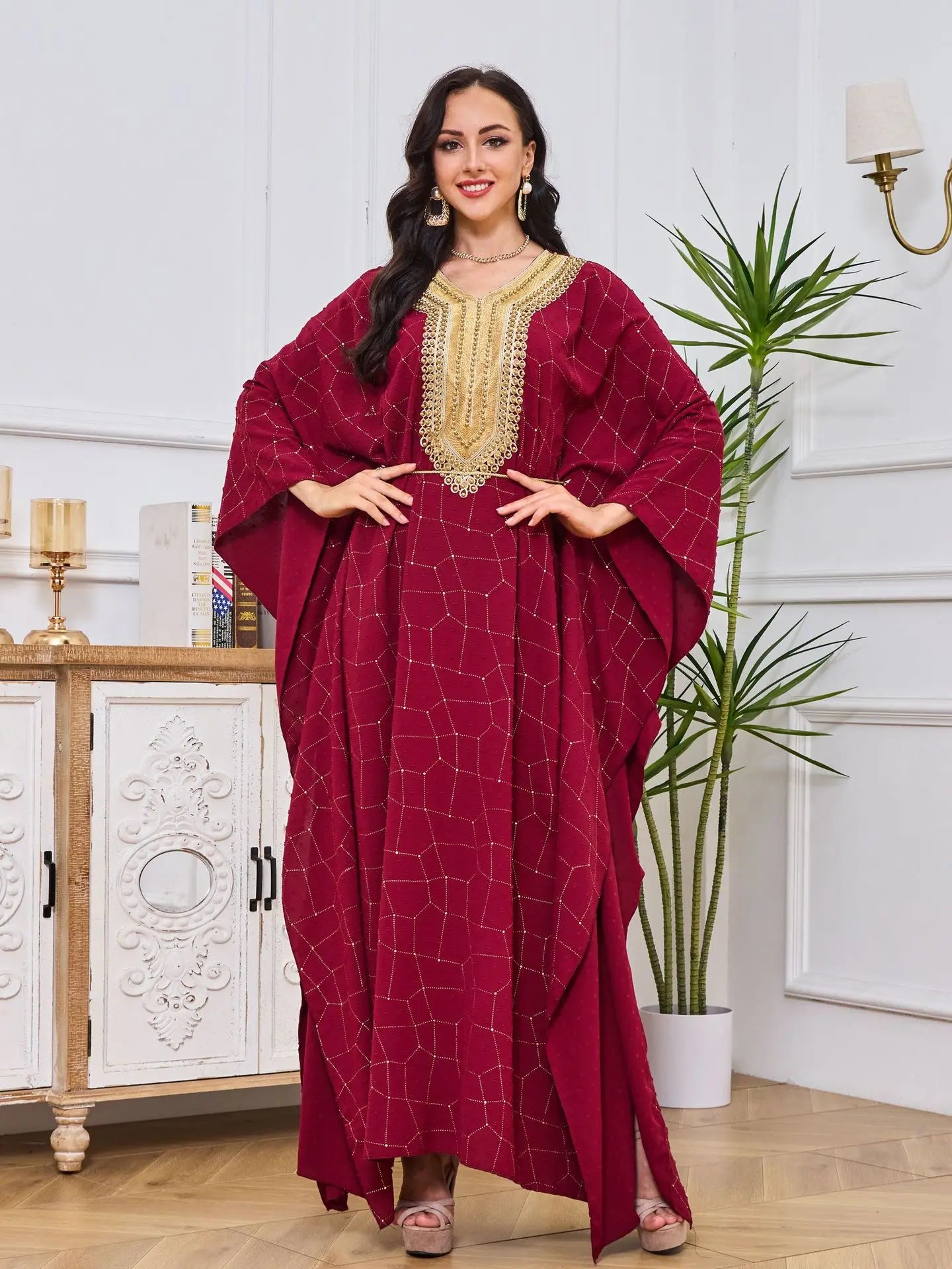 Middle East Evening Dress Set for Women, Muslim Fashion, Islamic Women's Gown, Ramadan, Dubai, Saudi Arabian, New, 2 Pcs