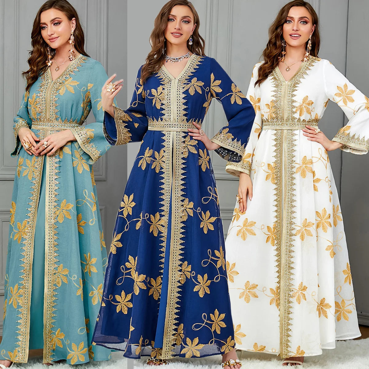 Middle East Evening Dress Set for Women, Muslim Fashion, Islamic Women's Gown, Ramadan, Dubai, Saudi Arabian, New, 2 Pcs