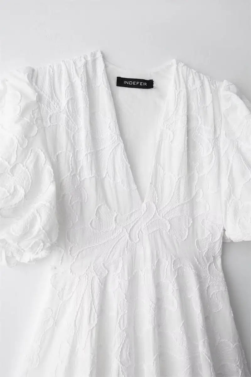 2024 New Embroidered Dresses Summer Women's Fashion Slim V-neck Elegant Vacation Mini Women's Dress Youth Street Party Dress