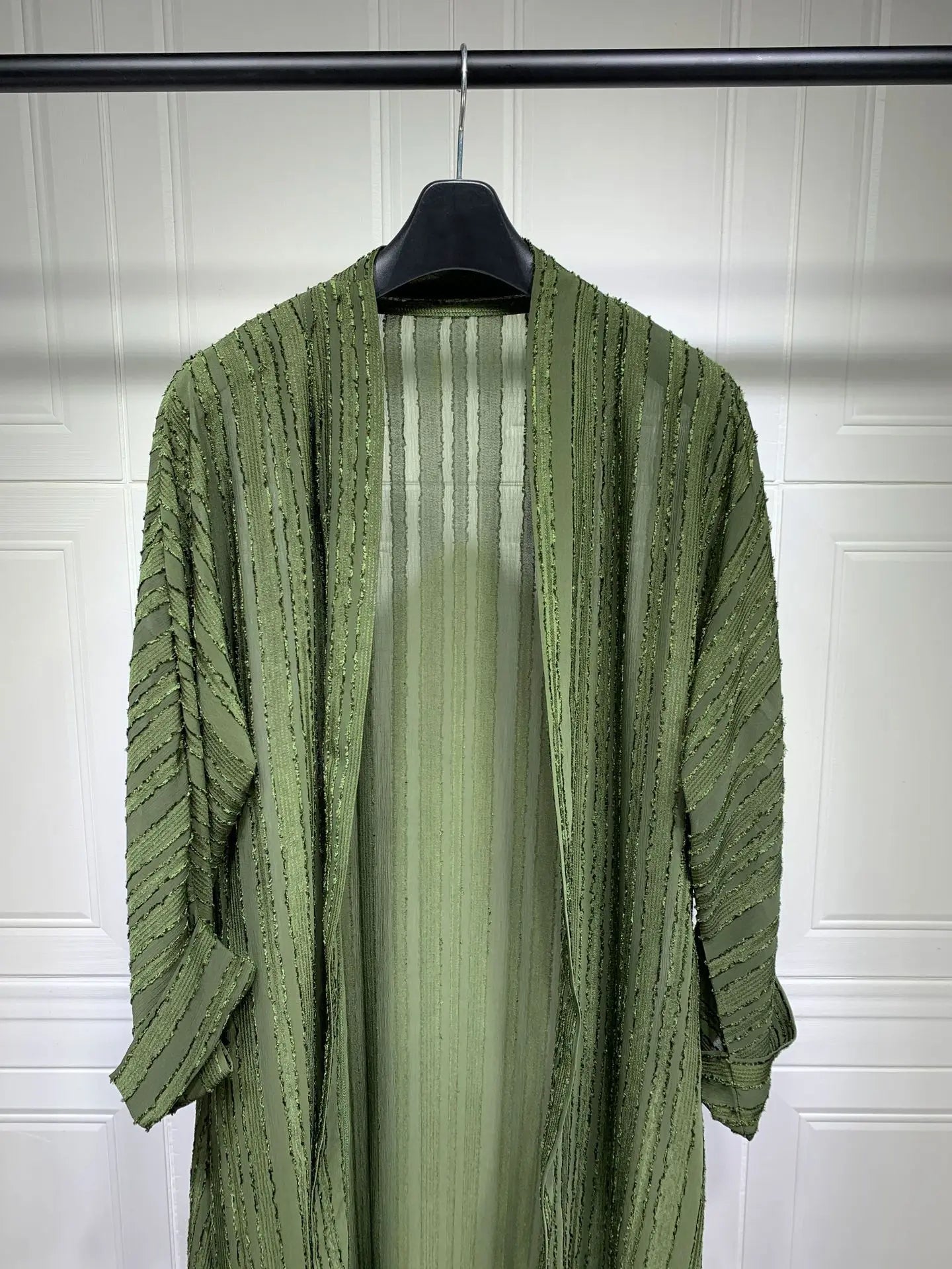 2024 New Fashion Muslim Kimono Abaya Solid Striped Retro Ethnic Cardigan Robe Dubai Middle Eastern Saudi Arabia Eid Clothes